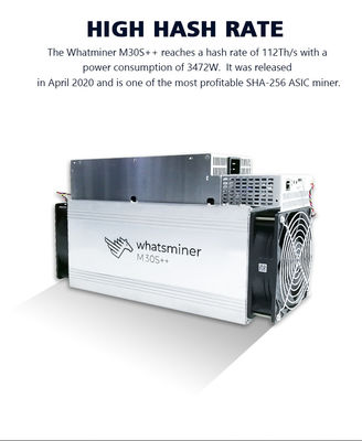 Ανθρακωρύχος εισαγωγής 3472W Asic Whatsminer M30S+ BTC Bitcoin HDMI